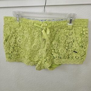Element Lime Green Lace Crocheted Shorts Eyelet Floral Shorts sz 28